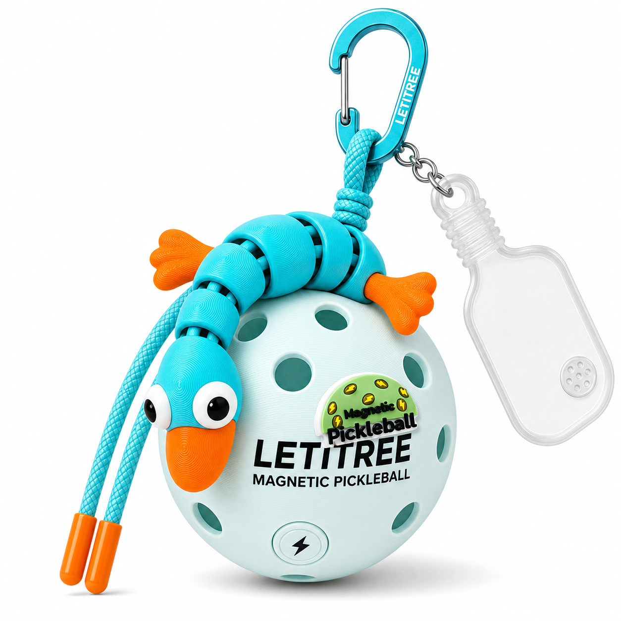 LETiTREE Magnetic Pickleball Keychain - Big Eye Goose Vibrant Cyan Blue (GOO010)