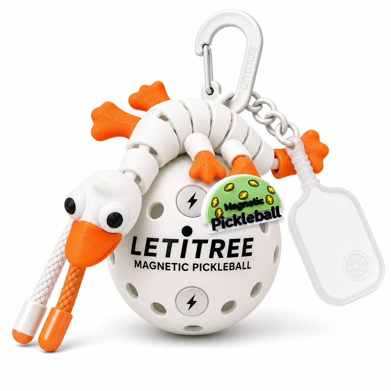 LETiTREE Magnetic Pickleball Keychain - Big Eye Goose White (GOO012)