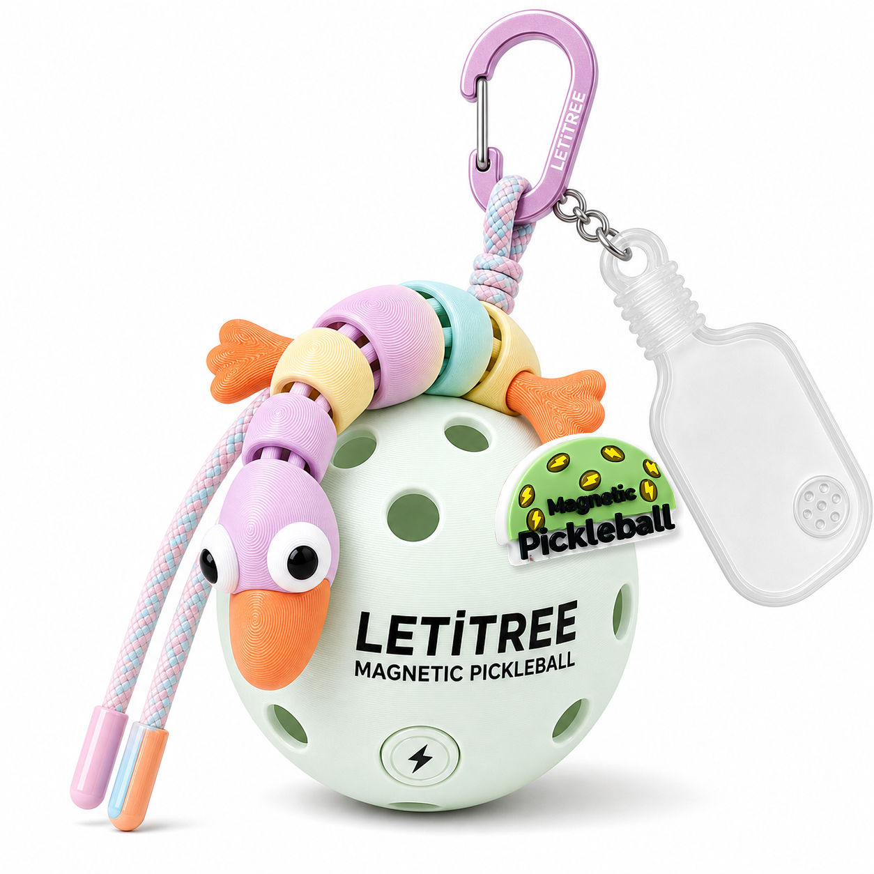 LETiTREE Magnetic Pickleball Keychain - Big Eye Goose Pla Candy Rainbow (GOO014)