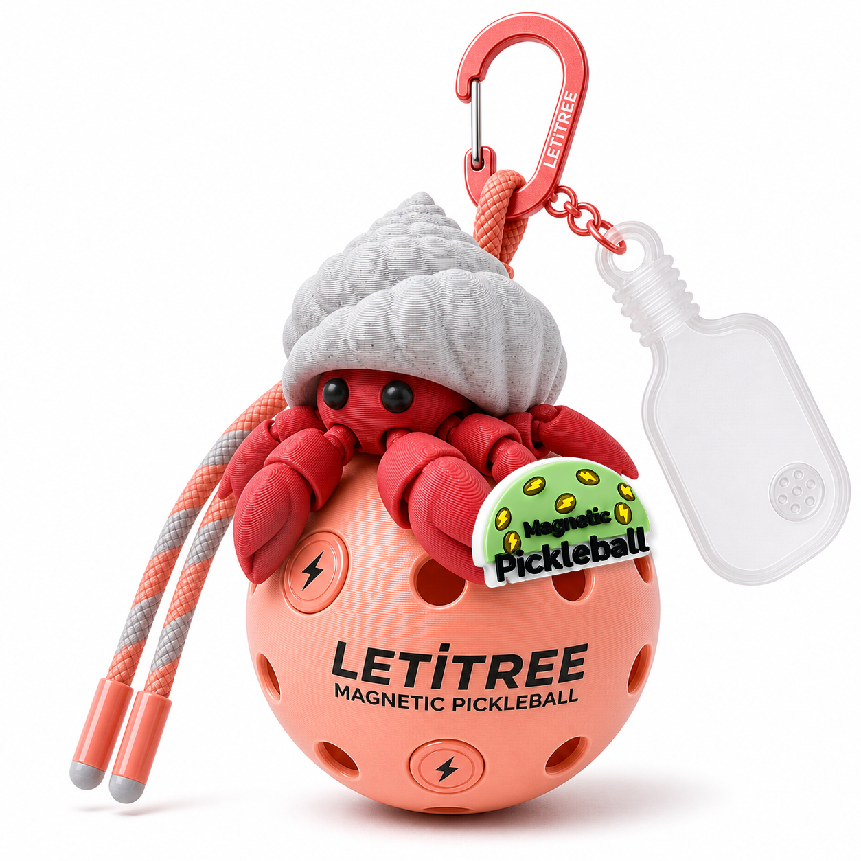 LETiTREE Magnetic Pickleball Keychain - Hermit Crab Large Magnet (HCR001)
