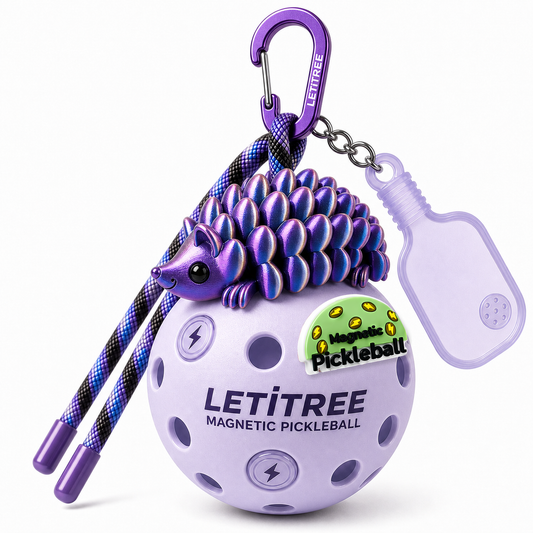 LETiTREE Magnetic Pickleball Keychain - Pinecone Hedgehog Laser Purple (HED004)