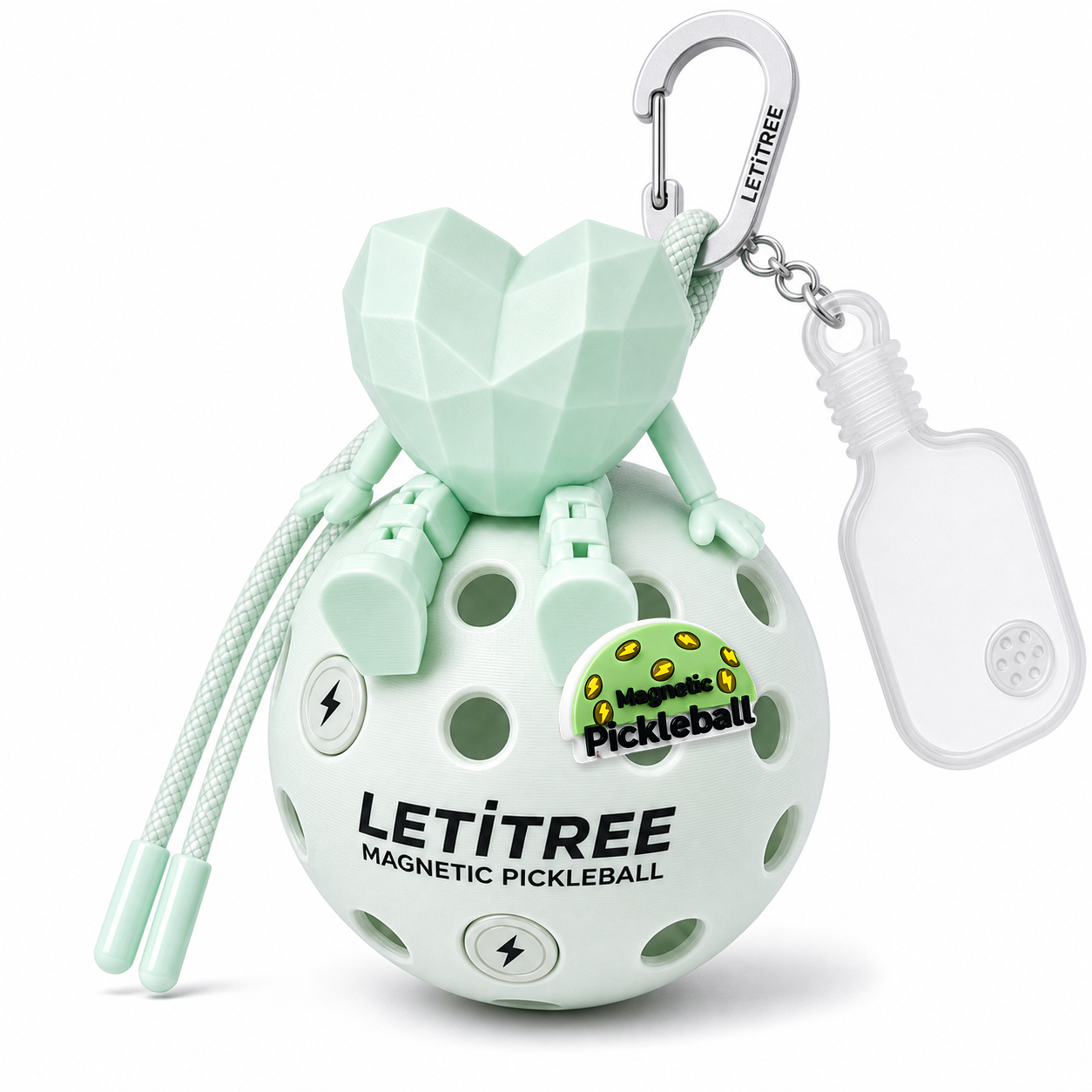 LETiTREE Magnetic Pickleball Keychain - Heart Figure Glow (HRT001)
