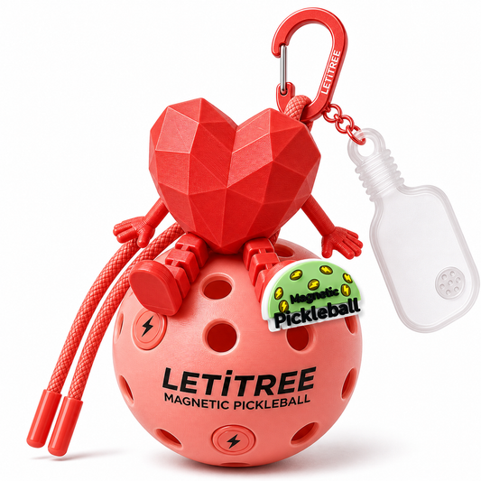 LETiTREE Magnetic Pickleball Keychain - Heart Figure Red (HRT003)