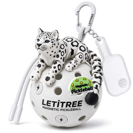 LETiTREE Magnetic Pickleball Keychain - Leopard Snow Leopard White (LPD003)