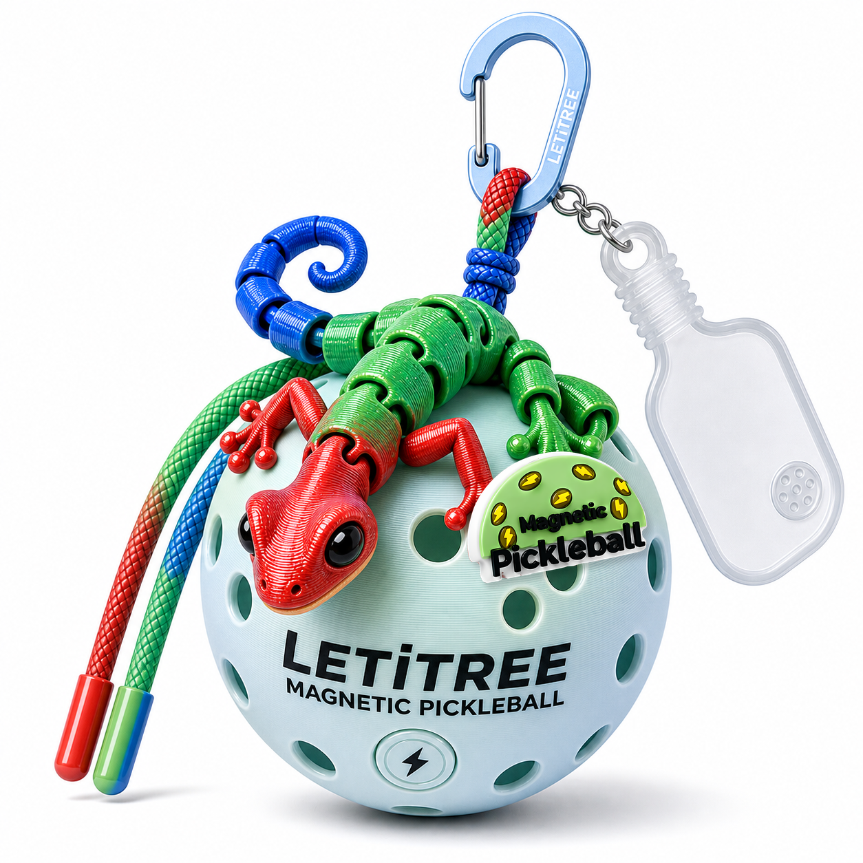 LETiTREE Magnetic Pickleball Keychain - Cute Lizard Keychain Variant 08 (LZD008)