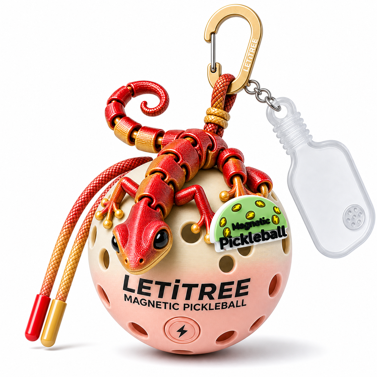 LETiTREE Magnetic Pickleball Keychain - Cute Lizard Keychain Variant 10 (LZD010)