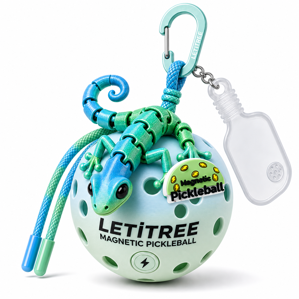 LETiTREE Magnetic Pickleball Keychain - Cute Lizard Keychain Variant 11 (LZD011)