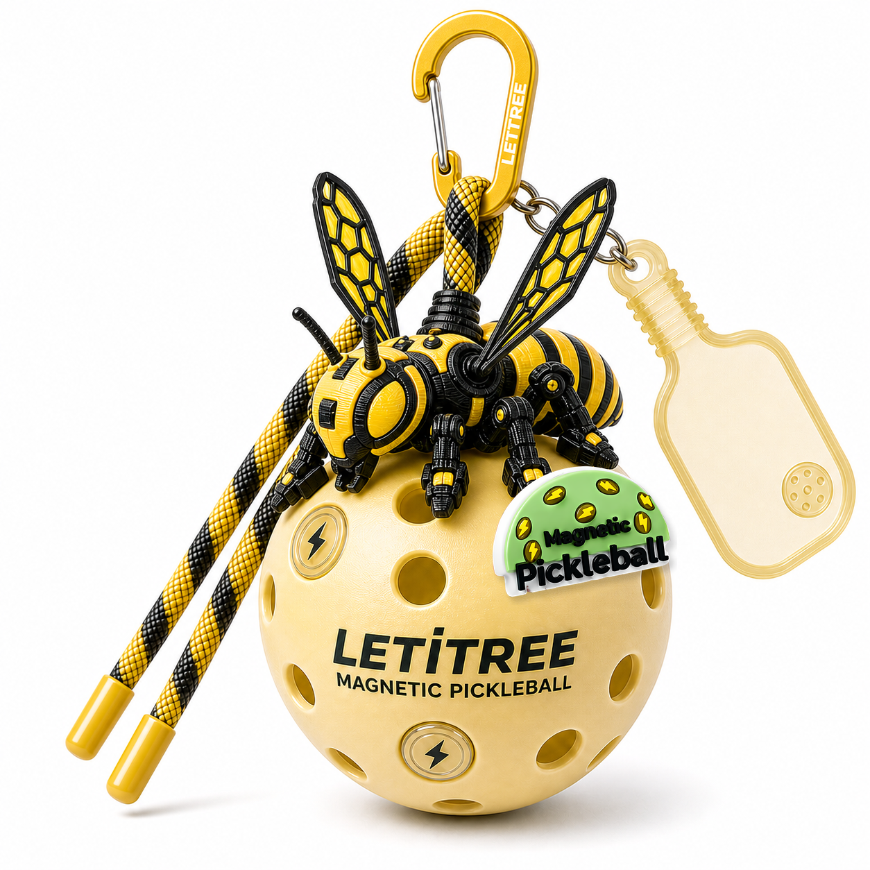 LETiTREE Magnetic Pickleball Keychain - Mecha Bee Yellow Medium 85Cm (MCB002)