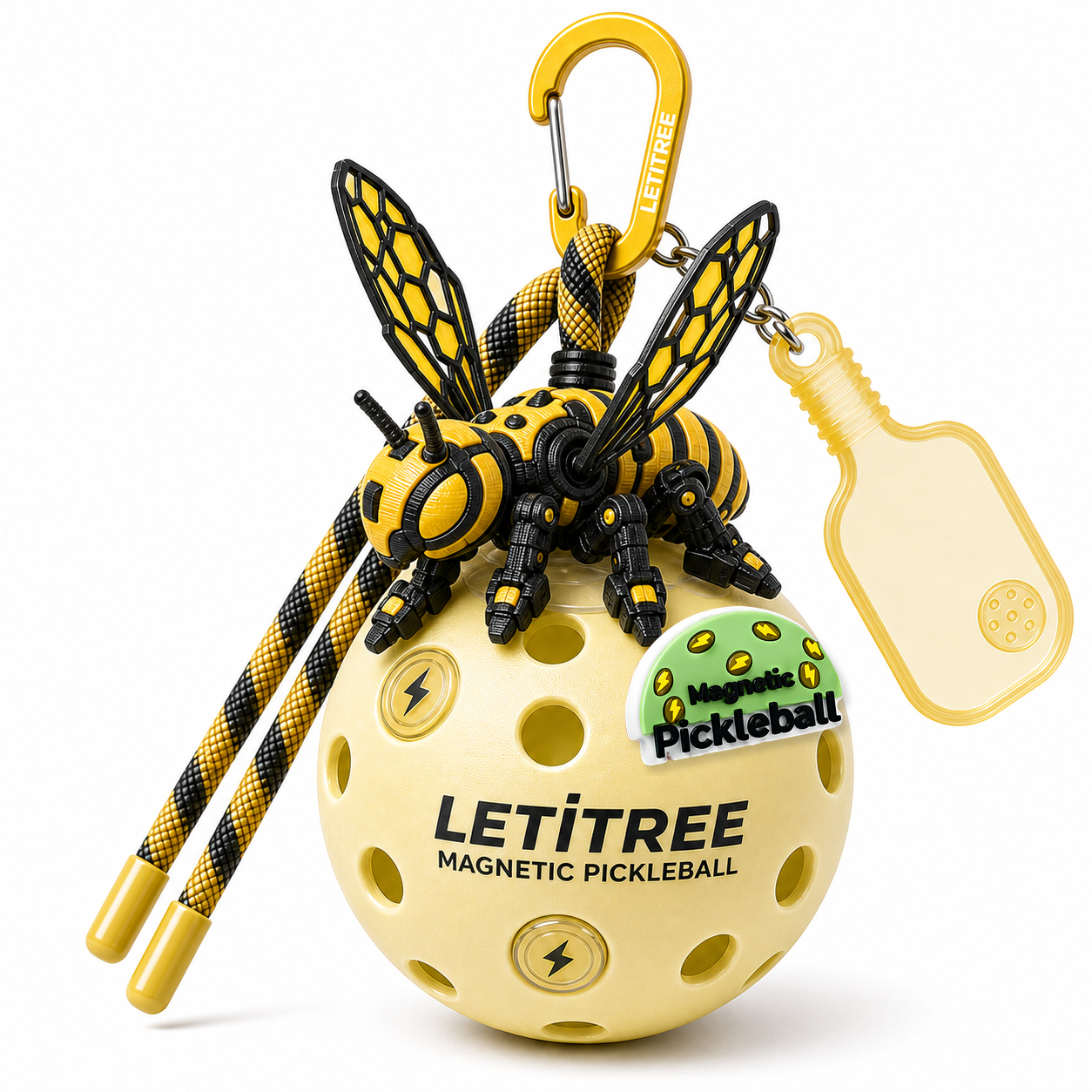 LETiTREE Magnetic Pickleball Keychain - Mecha Bee Yellow Adhesive Medium 85Cm (MCB004)