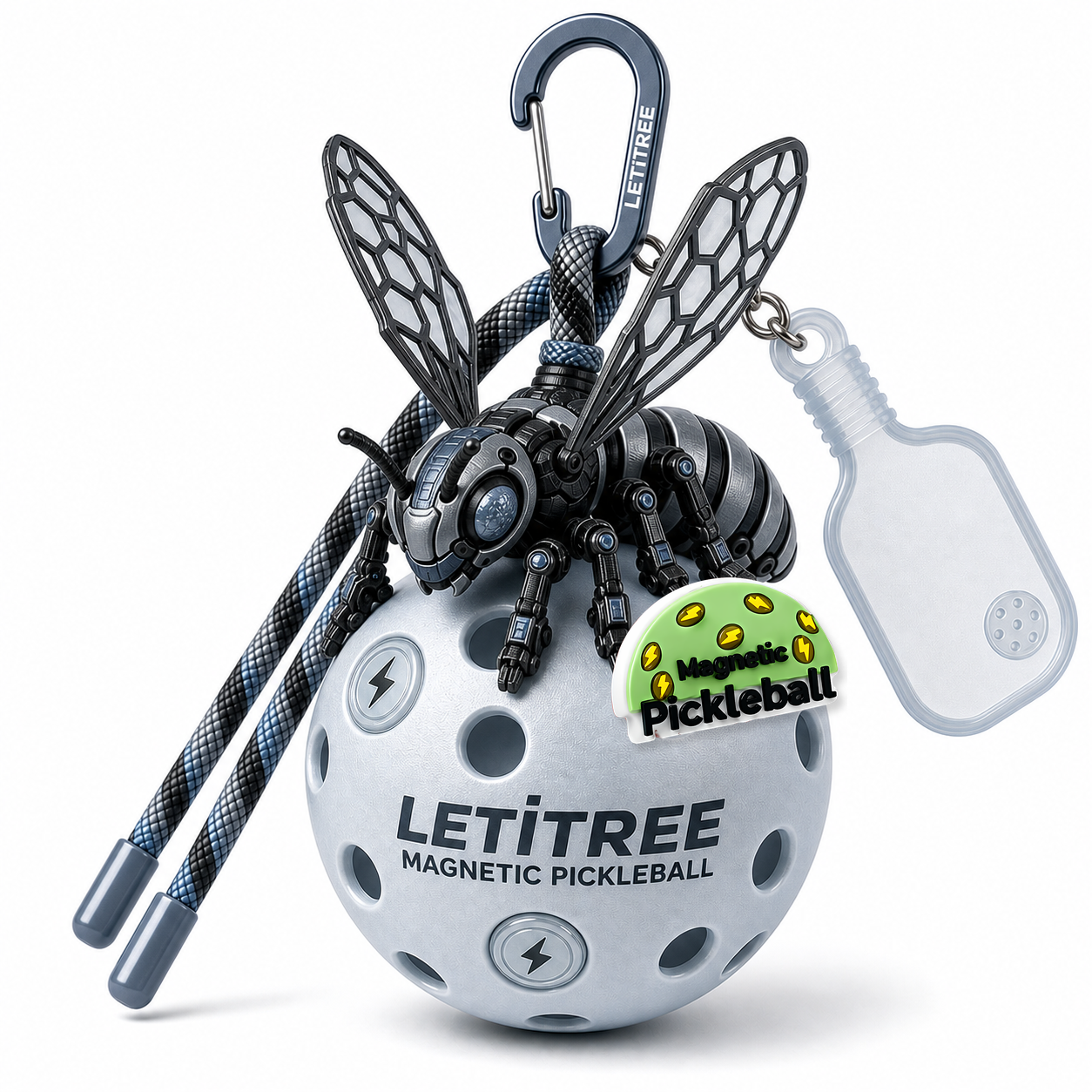 LETiTREE Magnetic Pickleball Keychain - Mecha Bee Graphite Large 13Cm (MCB005)