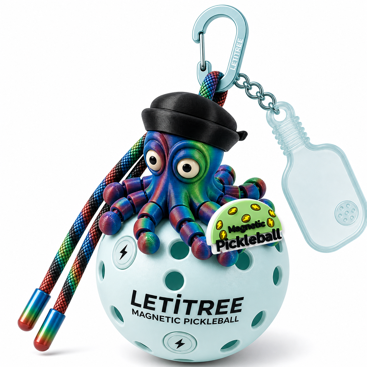 LETiTREE Magnetic Pickleball Keychain - Pirate Octopus Sailor Iridescent Engine V1 (PO008)