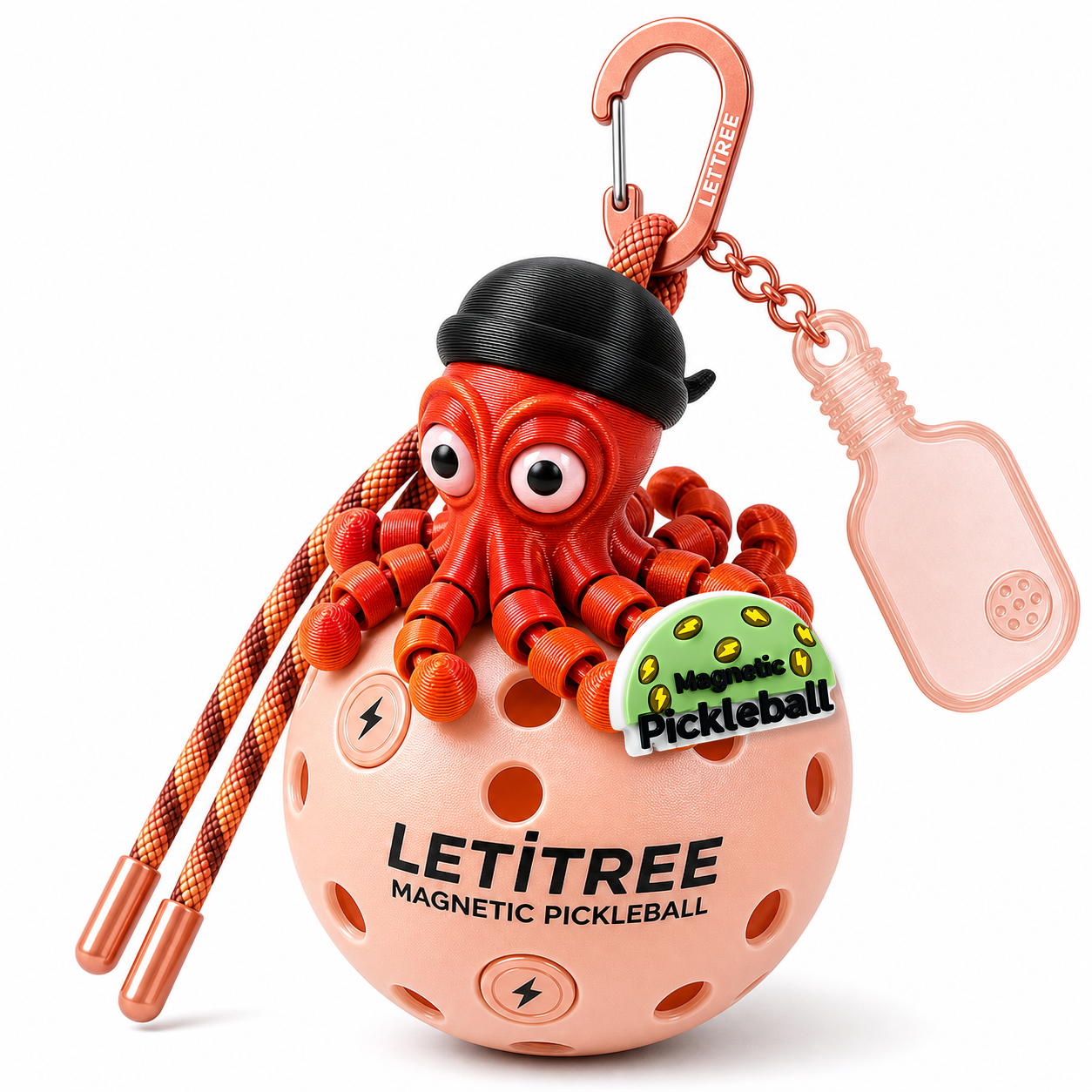 LETiTREE Magnetic Pickleball Keychain - Pirate Octopus Sailor Twilight City Local Reference (PO009)