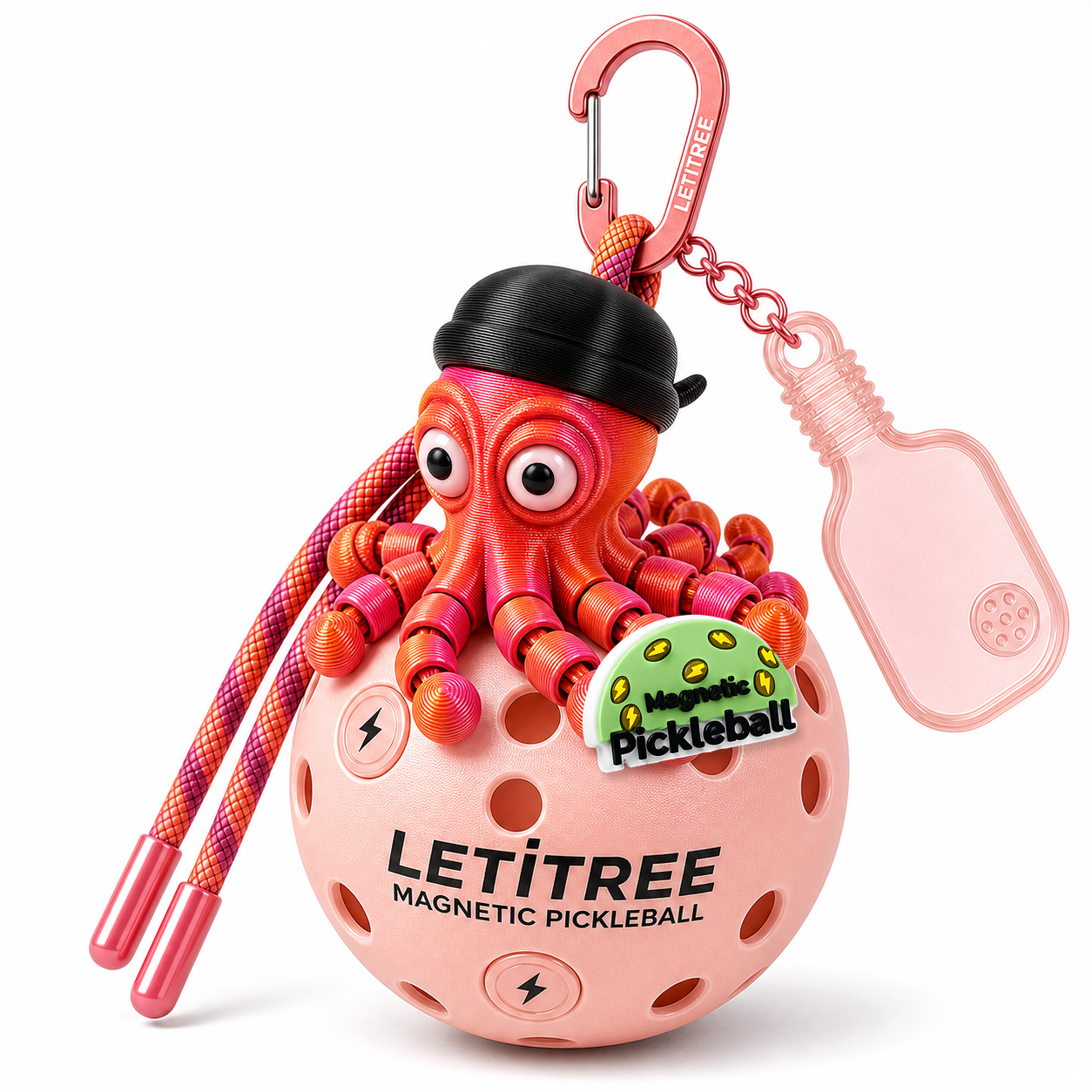 LETiTREE Magnetic Pickleball Keychain - Pirate Octopus Sailor Desert Rose V1 (PO010)