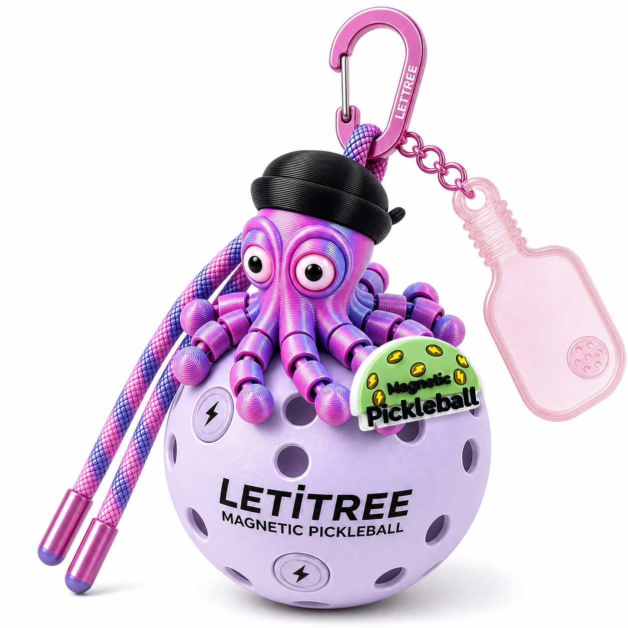 LETiTREE Magnetic Pickleball Keychain - Pirate Octopus Sailor La La Land Local Reference (PO011)