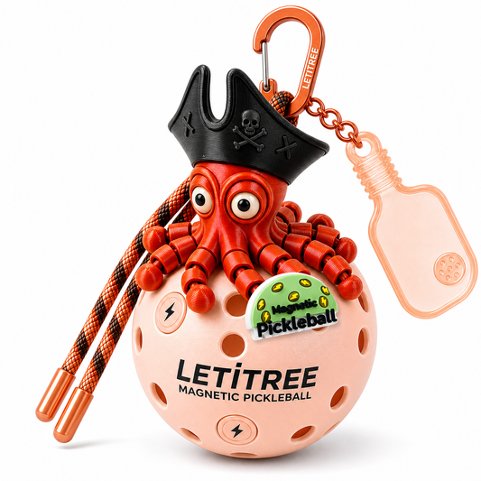 LETiTREE Magnetic Pickleball Keychain - Pirate Octopus Captain Twilight City Local Reference (PO015)