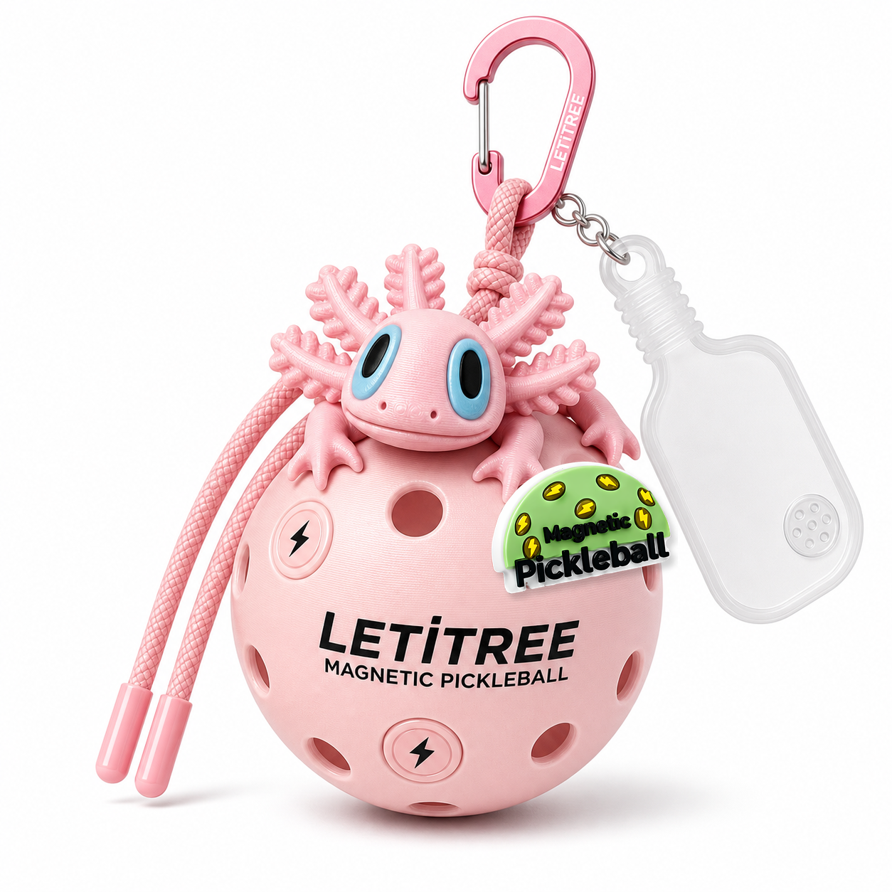 LETiTREE Magnetic Pickleball Keychain - Salamander Sakura Pink (SAL002)