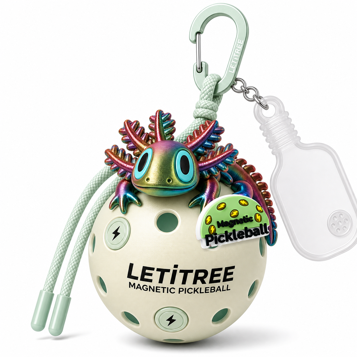 LETiTREE Magnetic Pickleball Keychain - Salamander Red Blue Green Gradient (SAL004)