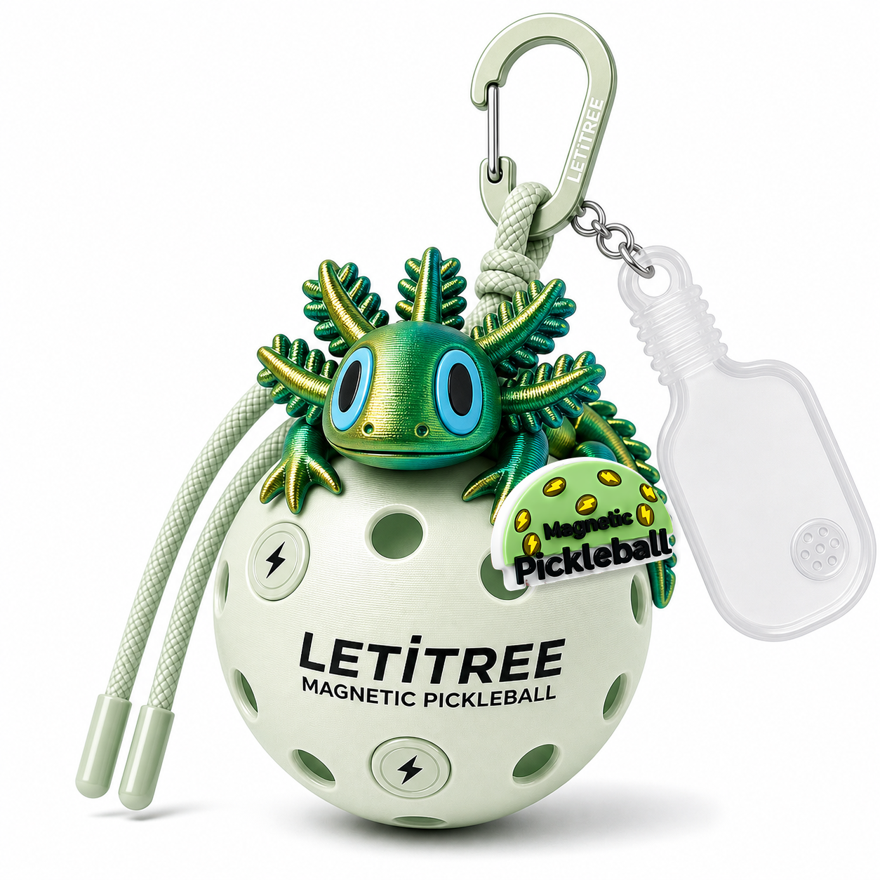 LETiTREE Magnetic Pickleball Keychain - Salamander Green Gold Gradient (SAL006)