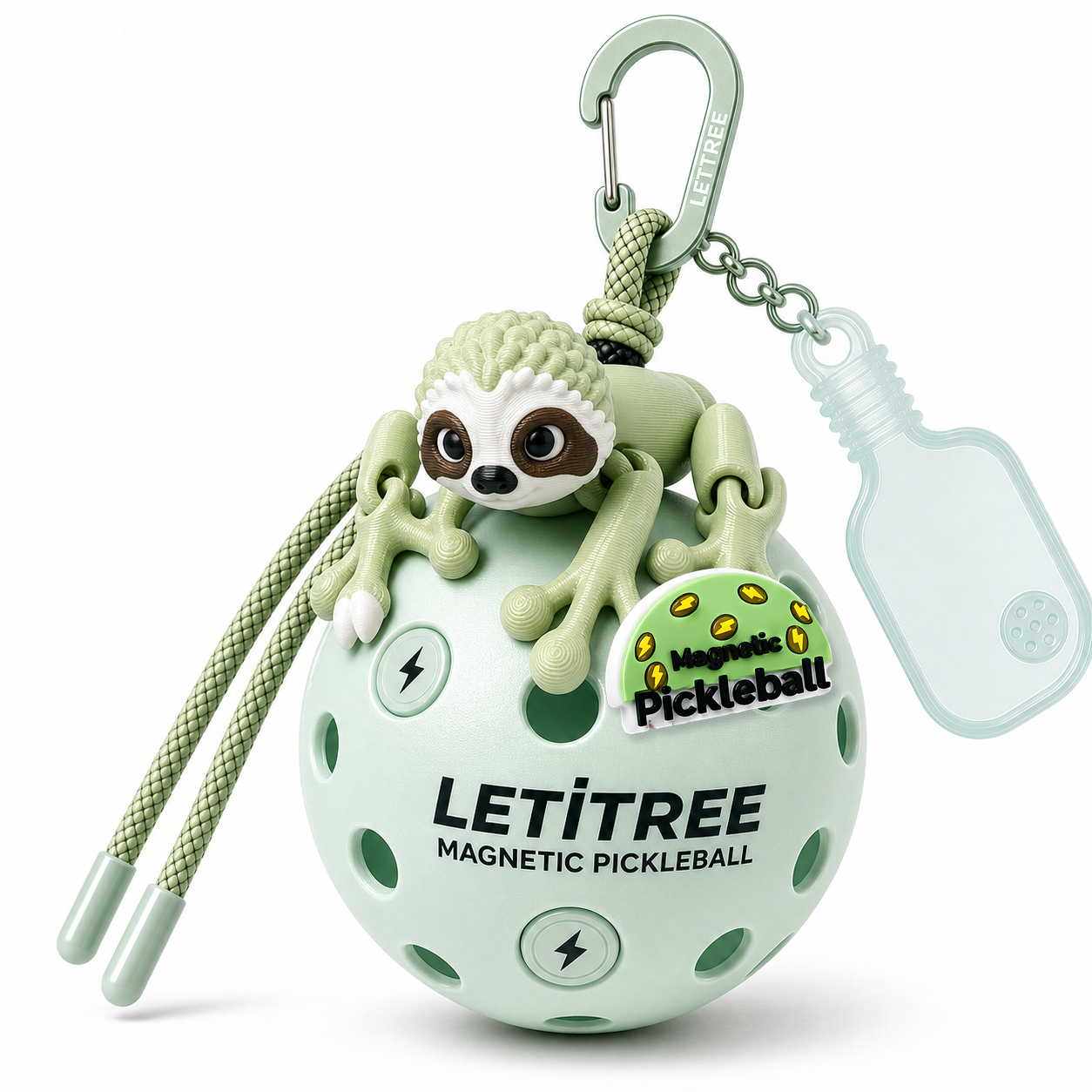 LETiTREE Magnetic Pickleball Keychain - Sloth Green V1 (SLO004)