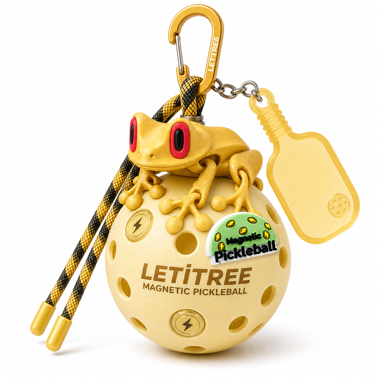 LETiTREE Magnetic Pickleball Keychain - Tree Frog Silk Gold (TRF002)