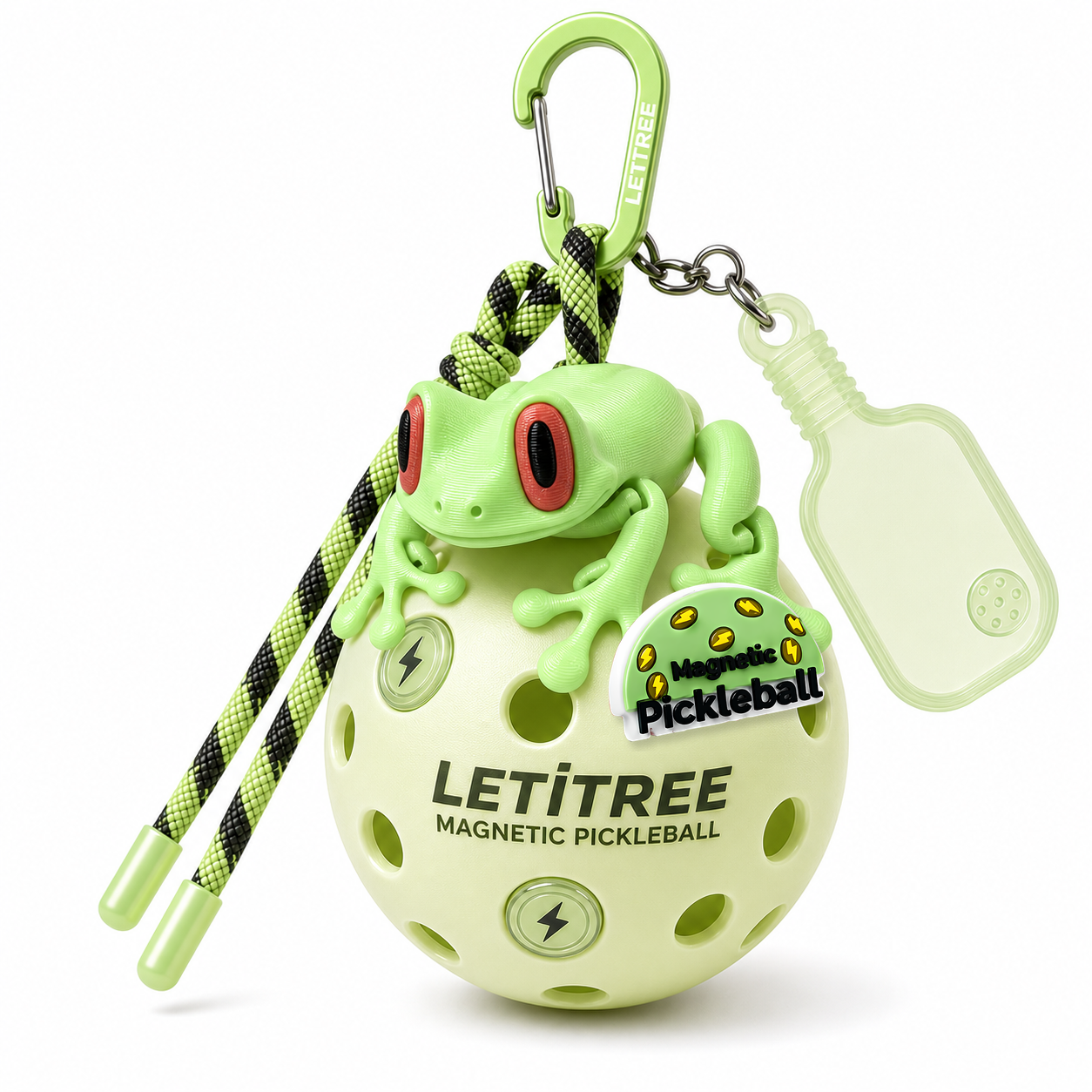 LETiTREE Magnetic Pickleball Keychain - Tree Frog Glow Green (TRF005)