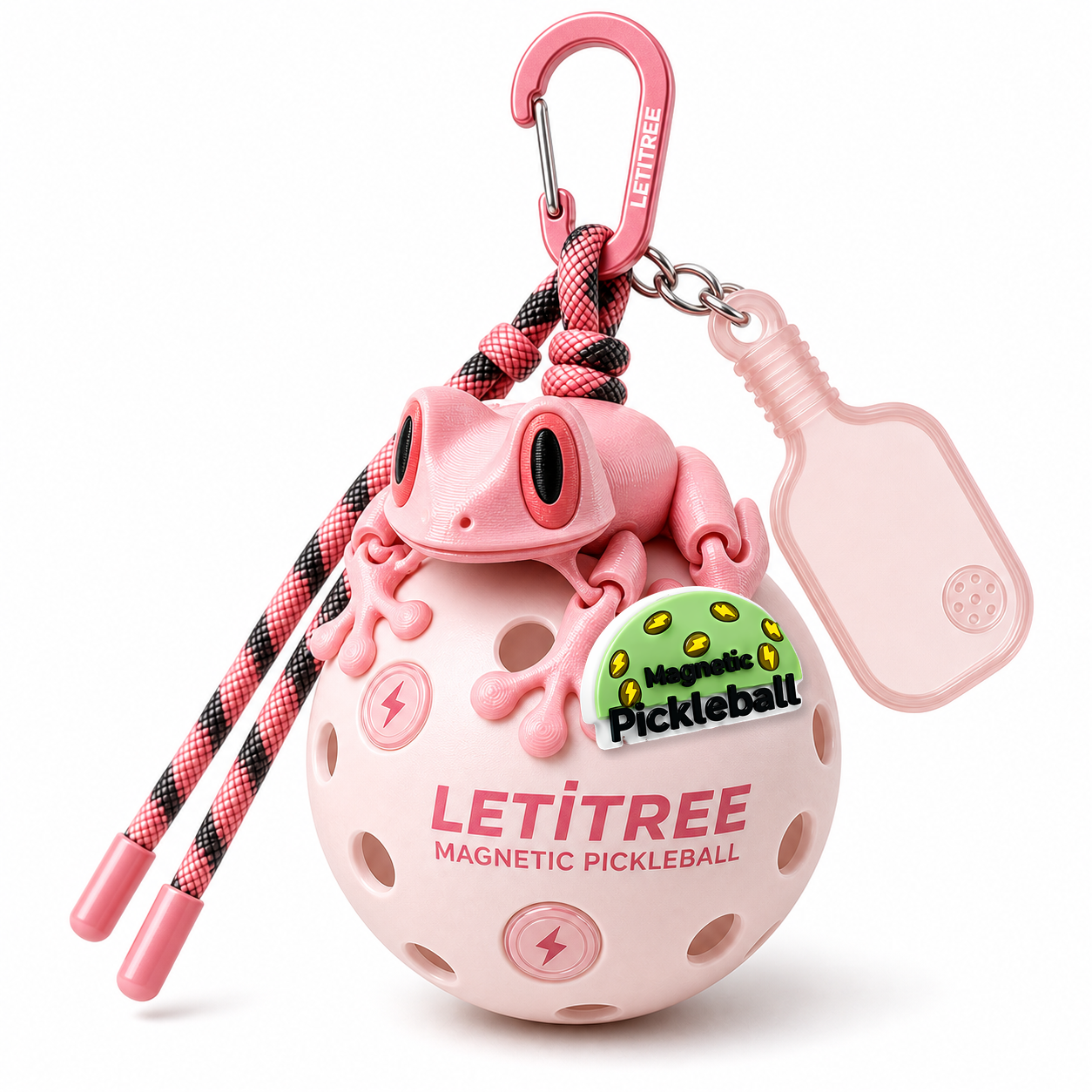 LETiTREE Magnetic Pickleball Keychain - Tree Frog Pink (TRF009)