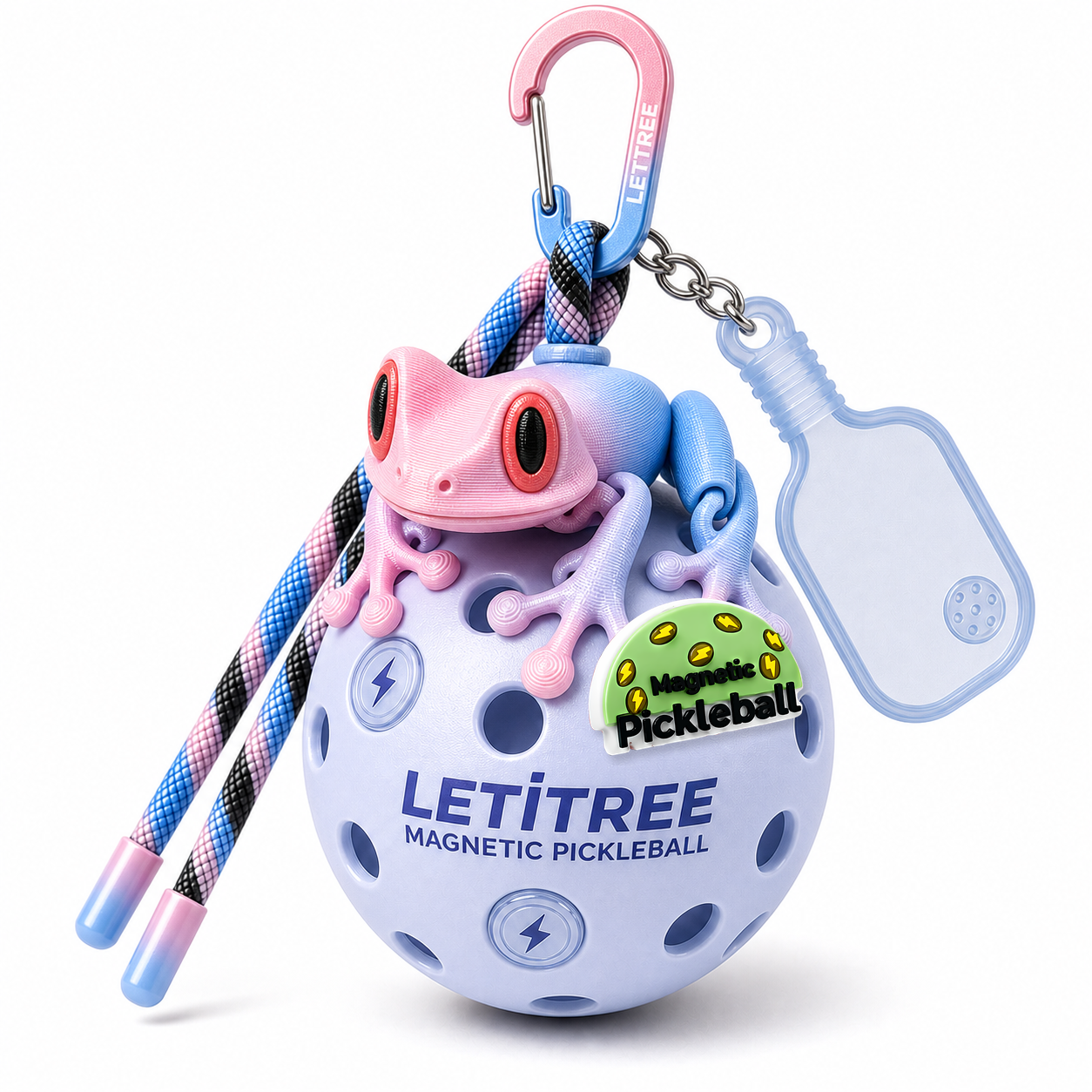 LETiTREE Magnetic Pickleball Keychain - Tree Frog Pink Blue (TRF010)