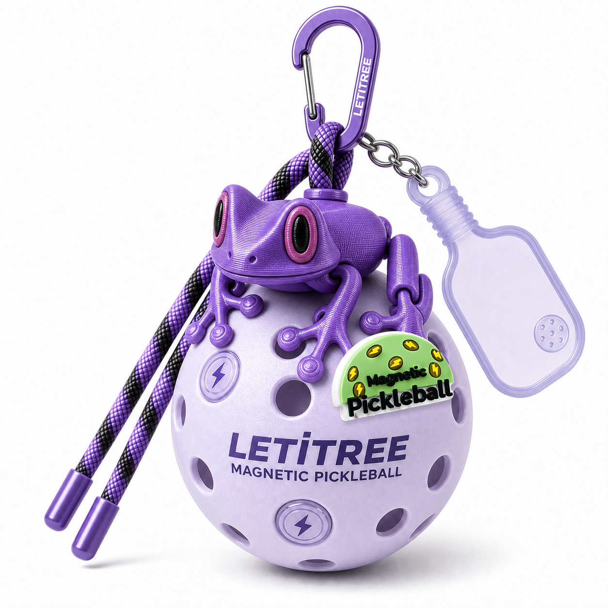 LETiTREE Magnetic Pickleball Keychain - Tree Frog Purple (TRF012)