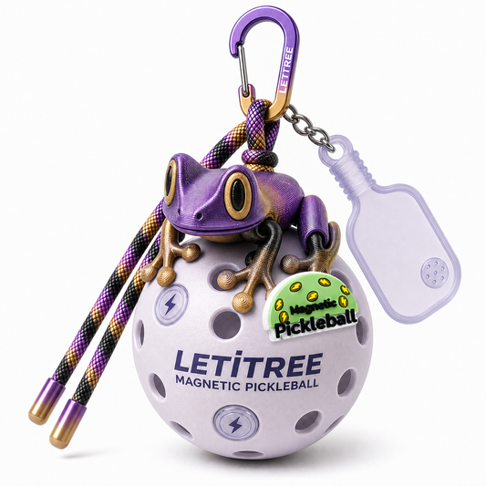 LETiTREE Magnetic Pickleball Keychain - Tree Frog Purple Gold Black (TRF013)