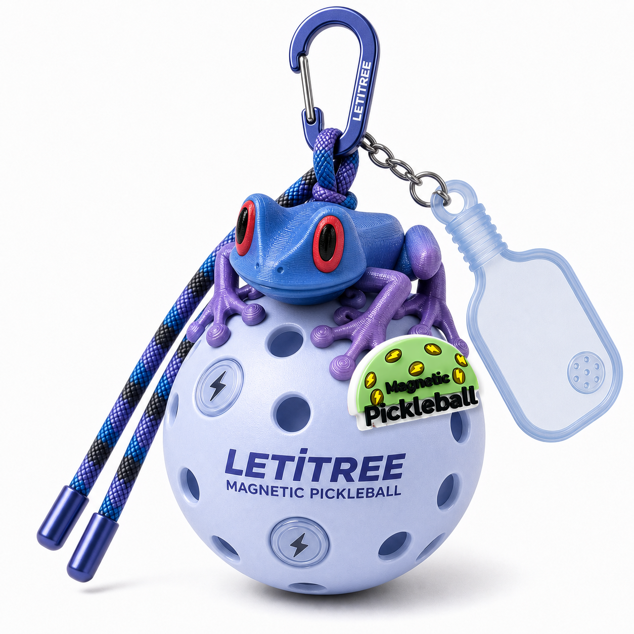 LETiTREE Magnetic Pickleball Keychain - Tree Frog Blue Purple (TRF018)