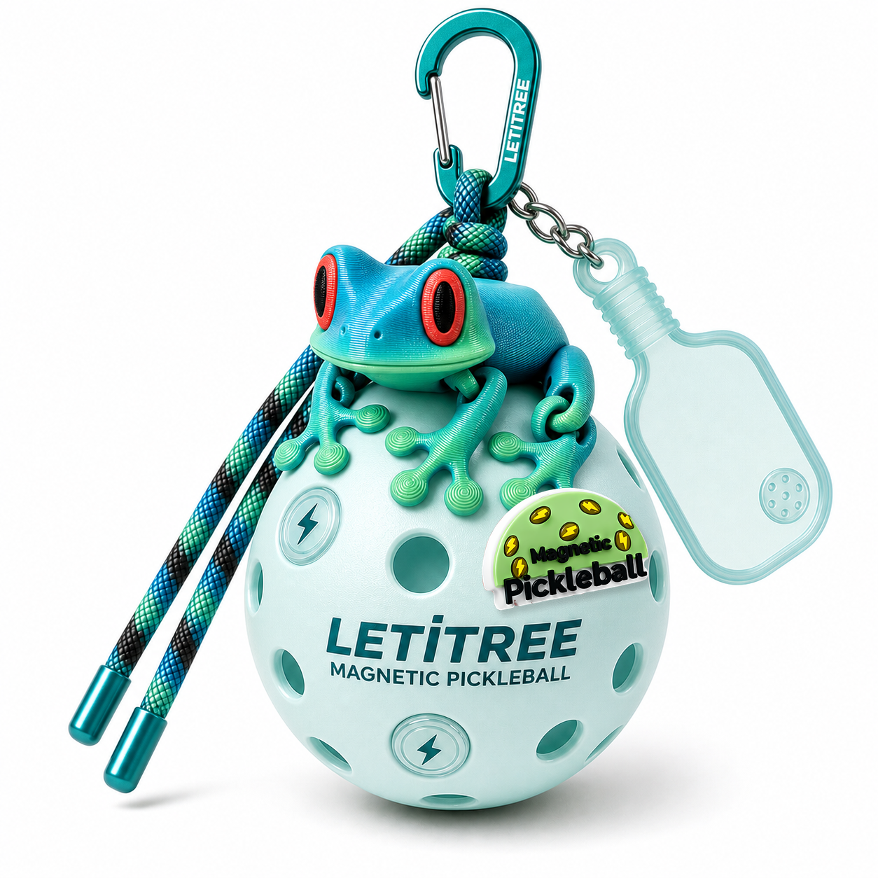 LETiTREE Magnetic Pickleball Keychain - Tree Frog Blue Green (TRF019)
