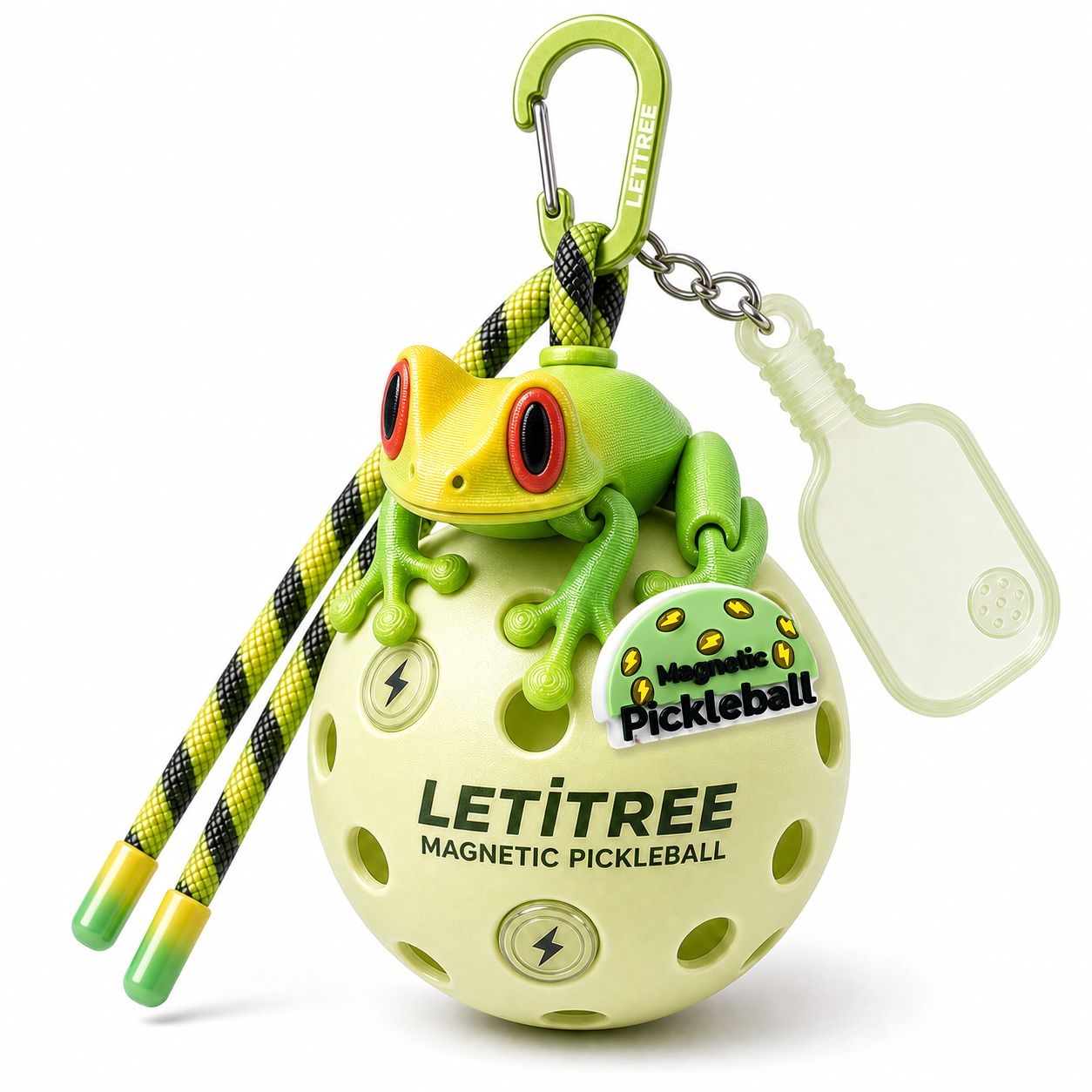 LETiTREE Magnetic Pickleball Keychain - Tree Frog Yellow Green (TRF023)