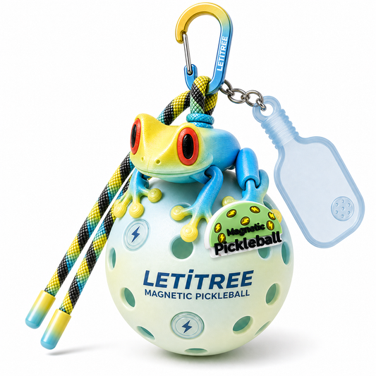 LETiTREE Magnetic Pickleball Keychain - Tree Frog Yellow Blue Multi (TRF024)