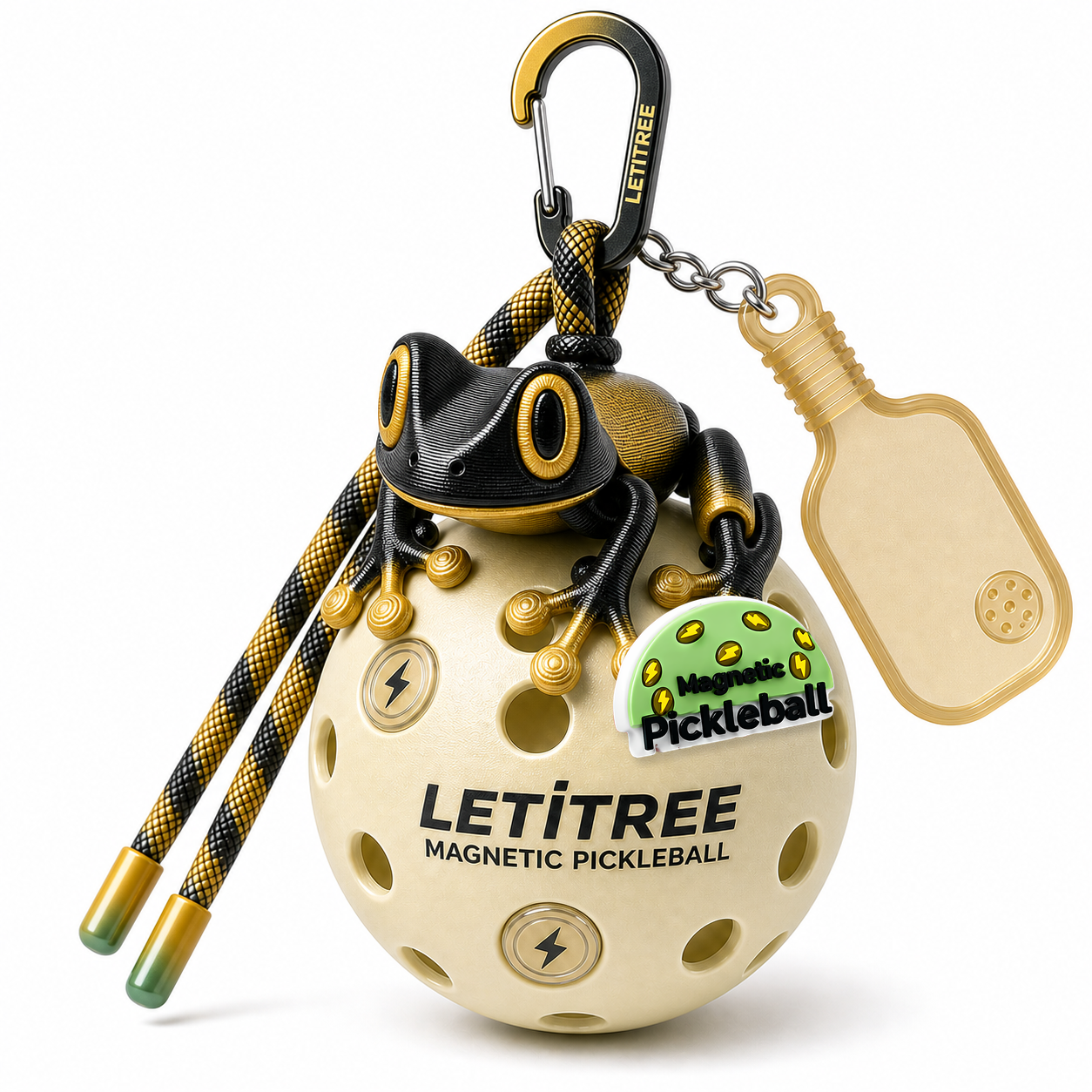 LETiTREE Magnetic Pickleball Keychain - Tree Frog Black Gold (TRF025)