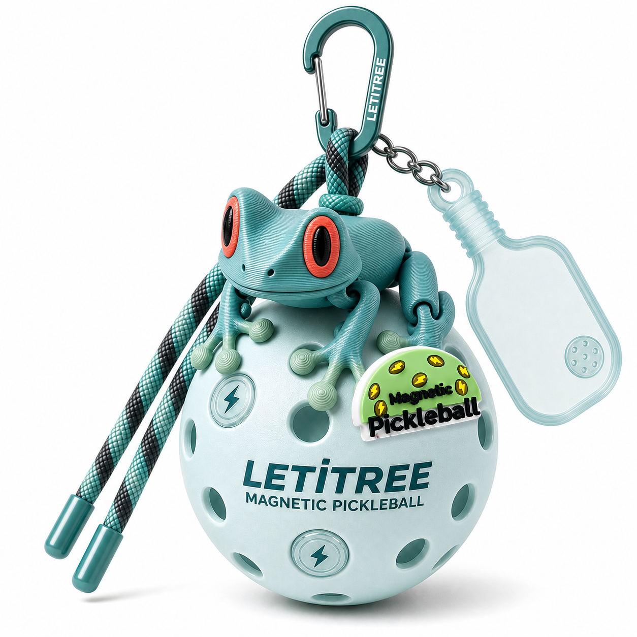 LETiTREE Magnetic Pickleball Keychain - Tree Frog Matte Blue Green (TRF026)